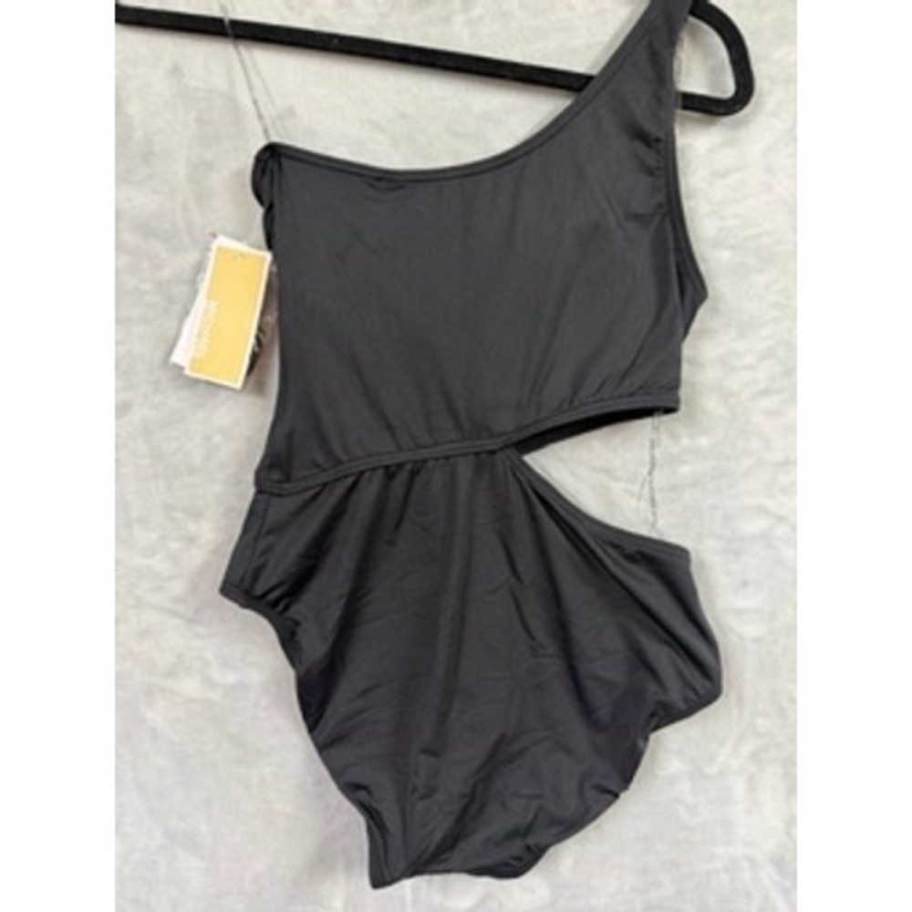 NWT Michael Kors One Piece Swimsuit Womens Black Cutout One Shoulder Sz 4 $118 - Picture 6 of 7